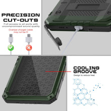 Charger l&#39;image dans la galerie, iPhone 16 Metal Extreme 3.0 Série Aluminium Aluminium Case imperméable IP68 avec Bouillt en protecteur d&#39;écran et kickstand [Dark Green]
