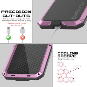 Étui iPhone 17 Pro Max Metal, couverture d'armure de qualité militaire lourde [Proof] Full Body Hard [Pink]