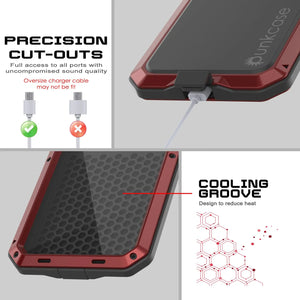 Étui iPhone 17 Pro Metal, couverture d'armure de qualité militaire lourde [Proof] Full Body Hard [Red]