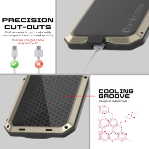 Étui iPhone 17 Pro Metal, couverture d'armure de qualité militaire lourde [Proof] Full Body Hard [Gold]