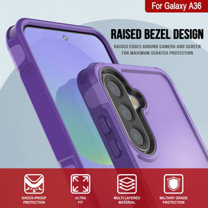 Punkcase Galaxy A36 Case, [Spartan 2.0 Series] Couverture lourde robuste claire [violet]