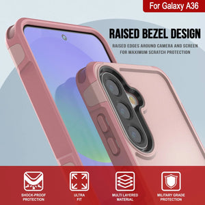 Punkcase Galaxy A36 Case, [Spartan 2.0 Series] Couverture lourde robuste claire [rose]