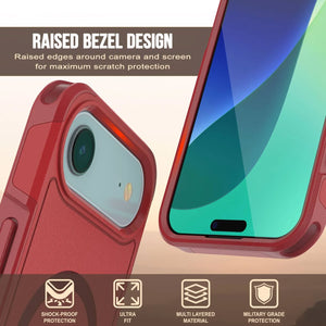 Punkcase iPhone 17 Air Case, [Spartan 2.0 Series] Couverture lourde robuste claire avec protecteur d'écran intégré [rouge]