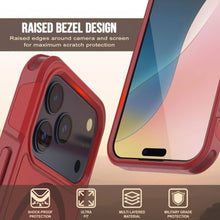 Charger l&#39;image dans la galerie, Punkcase iPhone 17 Pro Max Case, [Spartan 2.0 Series] Couverture lourde robuste claire avec protecteur d&#39;écran intégré [rouge]
