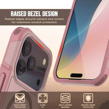 Charger l&#39;image dans la galerie, Punkcase iPhone 17 Pro Max Case, [Spartan 2.0 Series] Couverture lourde robuste claire avec protecteur d&#39;écran intégré [Pink]
