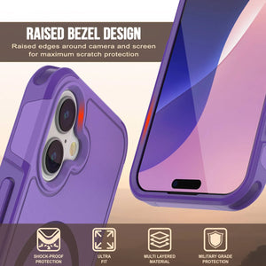 Punkcase iPhone 17 Case, [Spartan 2.0 Series] Couverture lourde robuste claire avec protecteur d'écran intégré [Purple]