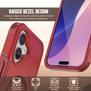 Punkcase iPhone 17 Case, [Spartan 2.0 Series] Couverture lourde robuste claire avec protecteur d'écran intégré [rouge]