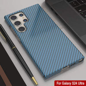 Galaxy S24 Ultra Case, Punkcase CarbonShield, Tourning Duty & Ultra Thin Cover [Shockproof] [Non Slip] [Bleu clair]