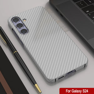 Case Galaxy S24, Punkcase CarbonShield, Hord Duty & Ultra Thin Cover [Shockproof] [Non Slip] [White]
