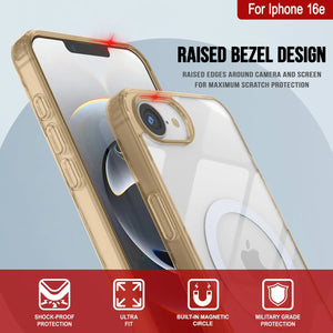 Punkcase iPhone 16e Magnetic Wireless Charging Case [Clearmag Series] [Gold]