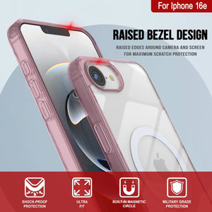 Punkcase iPhone 16e Magnetic Wireless Charging Case [Clearmag Series] [Rose]