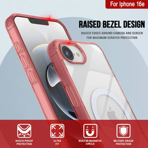 Punkcase iPhone 16e Magnetic Wireless Charging Case [Clearmag Series] [Red]