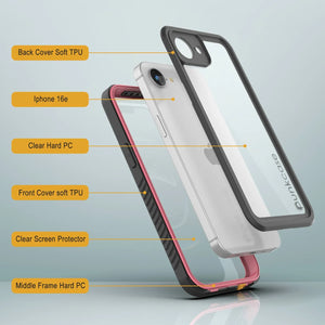 Étui imperméable de l'iPhone 16E, Punkcase [Extreme Mag Series] Couvercle d'armure avec protecteur d'écran intégré [rose]