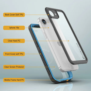 Coupe étanche iPhone 16e, couvercle d'armure Punkcase [série Extreme avec protecteur d'écran intégré [bleu clair]