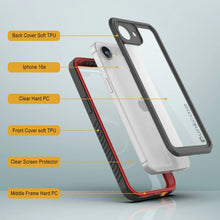 Load image into Gallery viewer, Étui IP68 imperméable iPhone 16E, Punkcase [Red] [série StudStar] [Slim Fit]
