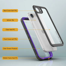 Load image into Gallery viewer, Étui IP68 imperméable iPhone 16E, Punkcase [Purple] [série StudStar] [Slim Fit] [Dirtoproof]
