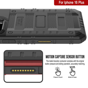 iPhone 16 Plus Metal Extreme 3.0 Série Aluminium Aluminium Aluminium IP68 W / Buillt en protecteur d'écran et kickstand [noir]