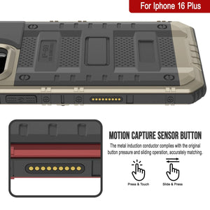 iPhone 16 Plus Metal Extreme 3.0 Série Aluminium Aluminium Aluminium IP68 W / Buillt en protecteur d'écran et kickstand [Gold]
