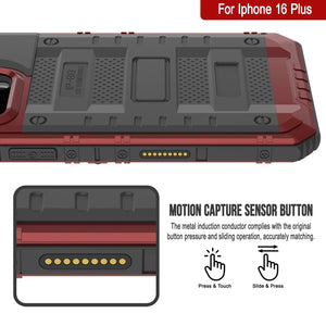 iPhone 16 Plus Metal Extreme 3.0 Série Aluminium Aluminium Aluminium IP68 W / Buillt en protecteur d'écran et kickstand [rouge]