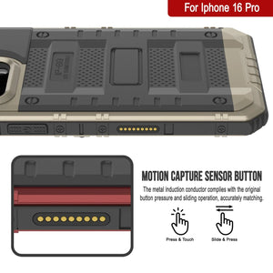 iPhone 16 Pro Metal Extreme 3.0 Série Aluminium Aluminium Aluminium IP68 W / Buillt en protecteur d'écran et kickstand [Gold]