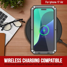 Charger l'image dans la galerie, Étui en métal aérien iPhone 17, couverture d'armure de qualité militaire lourde [Proof] Full Body Hard [Silver]
