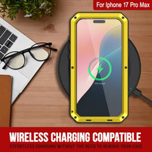 Charger l'image dans la galerie, Étui en métal iPhone 17 Pro Max, couverture d'armure de qualité militaire lourde [Proof] Full Body Hard [Jaune]
