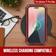 Charger l'image dans la galerie, Étui en métal iPhone 17 Pro Max, couverture d'armure de qualité militaire lourde [Proof] Full Body Hard [rouge]
