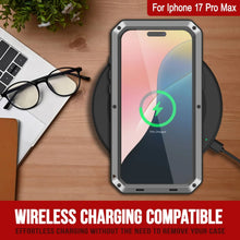 Charger l'image dans la galerie, Étui en métal iPhone 17 Pro Max, couverture d'armure de qualité militaire lourde [Proof] Full Body Hard [Silver]
