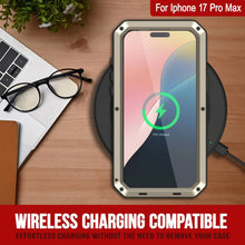 Charger l'image dans la galerie, Étui en métal iPhone 17 Pro Max, couverture d'armure de qualité militaire lourde [Proof] Full Body Hard [Gold]
