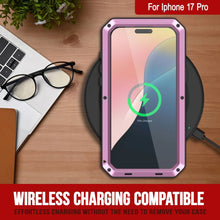 Charger l&#39;image dans la galerie, Étui iPhone 17 Pro Metal, couverture d&#39;armure de qualité militaire lourde [Proof] Full Body Hard [rose]
