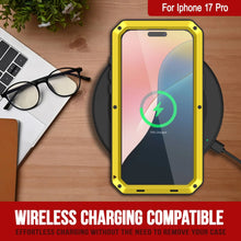Charger l&#39;image dans la galerie, Étui iPhone 17 Pro Metal, couverture d&#39;armure de qualité militaire lourde [Proof] Full Body Hard [Jaune]
