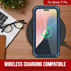 Étui iPhone 17 Pro Metal, couverture d'armure de qualité militaire lourde [Proof] Full Body Hard [bleu]