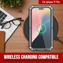 Charger l&#39;image dans la galerie, Étui iPhone 17 Pro Metal, couverture d&#39;armure de qualité militaire lourde [Proof] Full Body Hard [Silver]
