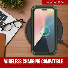 Charger l&#39;image dans la galerie, Étui iPhone 17 Pro Metal, couverture d&#39;armure de qualité militaire lourde [Proof] Full Body Hard [vert foncé]
