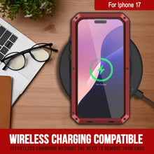 Charger l'image dans la galerie, Étui en métal iPhone 17, couverture d'armure de qualité militaire lourde [Proof] Full Body Hard [rouge]
