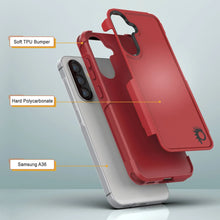 Load image into Gallery viewer, Punkcase Galaxy A36 Case, [Spartan 2.0 Series] Couverture lourde robuste claire [rouge]
