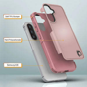 Punkcase Galaxy A36 Case, [Spartan 2.0 Series] Couverture lourde robuste claire [rose]