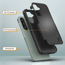 Charger l&#39;image dans la galerie, Punkcase Galaxy A56 Case, [Spartan 2.0 Series] Couverture lourde robuste claire [noir]
