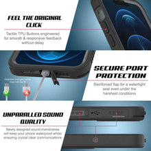 Load image into Gallery viewer, FEEL THE ORIGINAL CLICK Tactile TPU Buttons engineered for smooth &amp; responsive feedback without delay SECURE PORT PROTECTION Reinforced flap for a watertight seal even under the harshest conditions UNPARALLED SOUND QUALITY Newly designed sound membranes will keep your phone waterproof whilst ensuring crystal clear communications (Color in image: Black)
