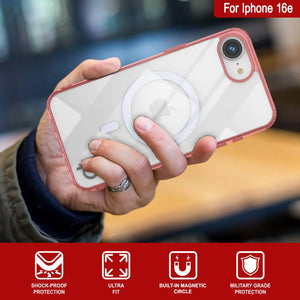 Punkcase iPhone 16e Magnetic Wireless Charging Case [Clearmag Series] [Red]