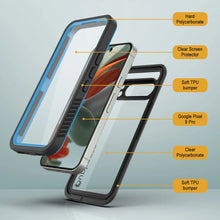 Charger l&#39;image dans la galerie, Google Pixel 9 Pro étanche propice, punkcase [Série extrême] Couverture d&#39;armure avec protecteur d&#39;écran intégré [bleu clair]
