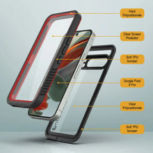 Charger l&#39;image dans la galerie, Google Pixel 9 Pro étanche Basage, Punkcase [Série Extreme] Couverture d&#39;armure avec protecteur d&#39;écran intégré [rouge]

