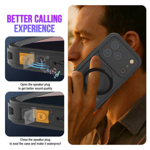 Coque étanche pour iPhone 17 Pro [Série Kickstud 2.0] Housse de protection IP68 avec protecteur d'écran et béquille [Bleu]