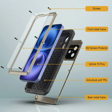 Charger l&#39;image dans la galerie, iPhone 16 Plus Metal Extreme 3.0 Série Aluminium Aluminium Aluminium IP68 W / Buillt en protecteur d&#39;écran et kickstand [Gold]
