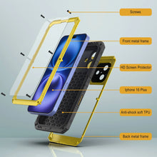 Charger l&#39;image dans la galerie, iPhone 16 Plus Metal Extreme 3.0 Série Aluminium Aluminium Aluminium IP68 W / Buillt en protecteur d&#39;écran et kickstand [Yellow]
