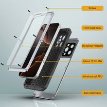 Charger l&#39;image dans la galerie, iPhone 16 Pro Max Metal Extreme 3.0 Série Aluminium Aluminium Aluminium Case IP68 avec Buillt en protecteur d&#39;écran et kickstand [White]
