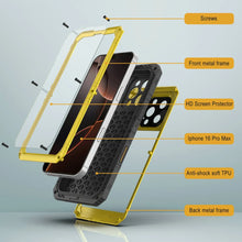 Charger l&#39;image dans la galerie, iPhone 16 Pro Max Metal Extreme 3.0 Série Aluminium Aluminium Aluminium Case IP68 W / Buillt en protecteur d&#39;écran et kickstand [Yellow]
