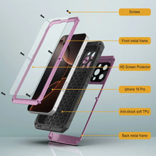 Charger l&#39;image dans la galerie, iPhone 16 Pro Metal Extreme 3.0 Série Aluminium Aluminium Aluminium IP68 W / Buillt en protecteur d&#39;écran et kickstand [Pink]
