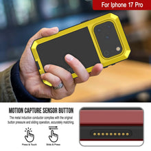 Charger l&#39;image dans la galerie, Étui iPhone 17 Pro Metal, couverture d&#39;armure de qualité militaire lourde [Proof] Full Body Hard [Jaune]
