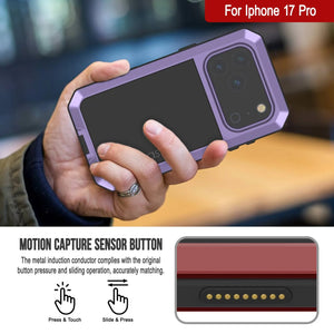 Étui iPhone 17 Pro Metal, couverture d'armure de qualité militaire lourde [Proof] Full Body Hard [Purple]